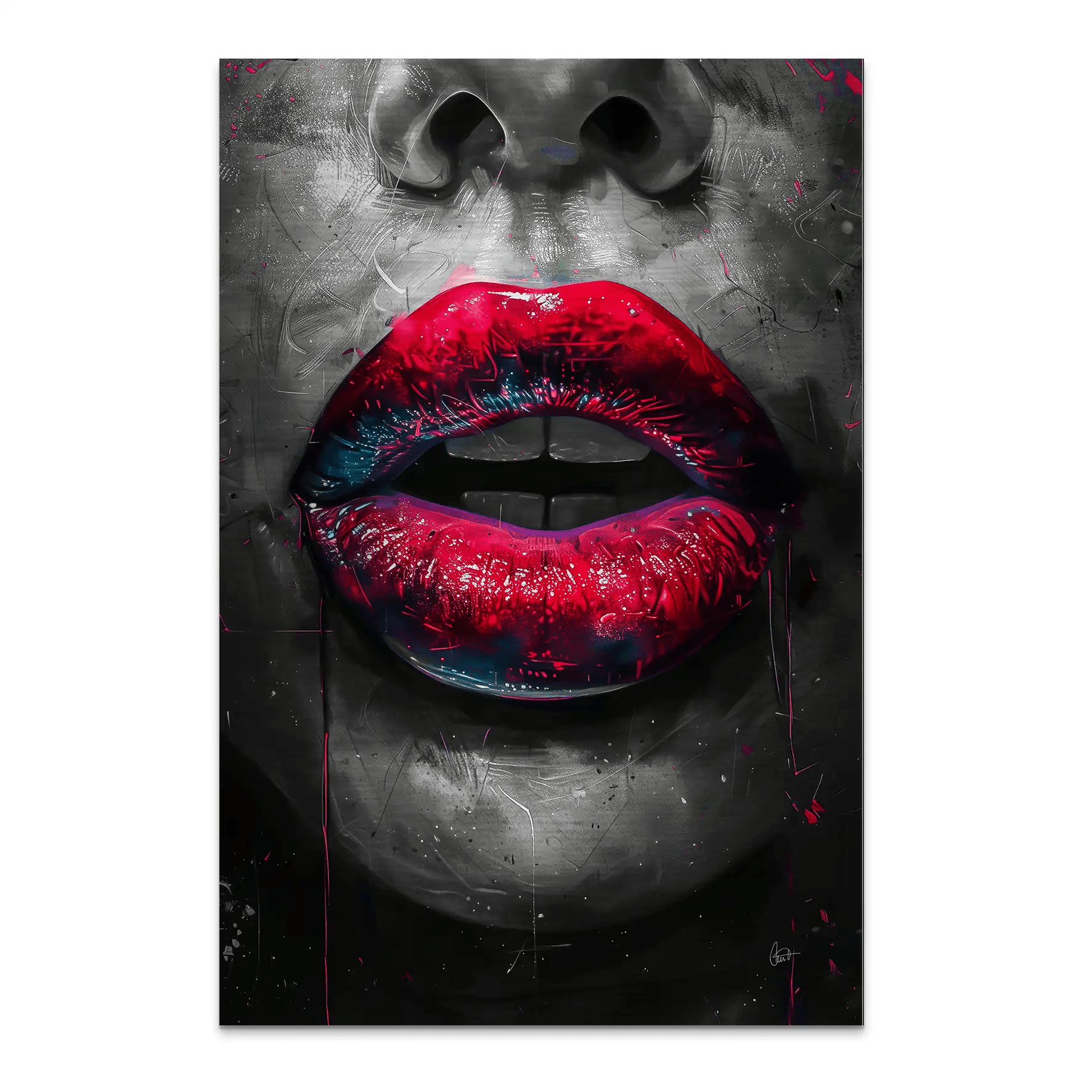 Abstrakt Red Lips Alu Gebürstet Bild INGALERIE