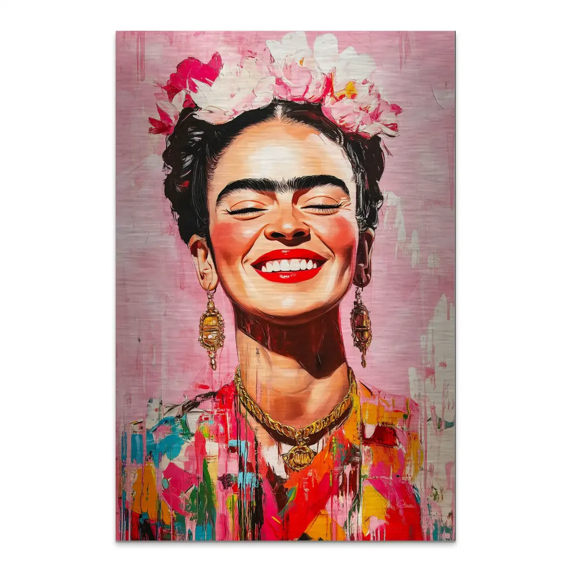 Frida Kahlo Happy Smile Alu Dibond Bild gebürstet