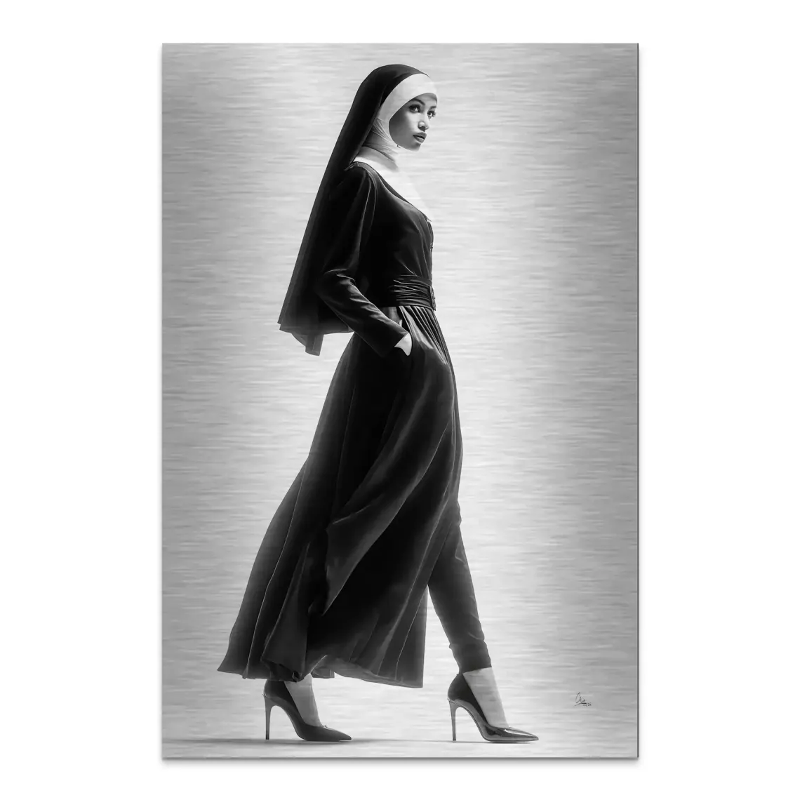 Nonne Couture Alu Dibond Bild gebürstet