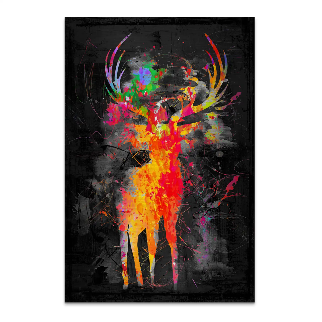 Hirsch Abstrakt Color Style AluDibond Gebürstet INGALERIE
