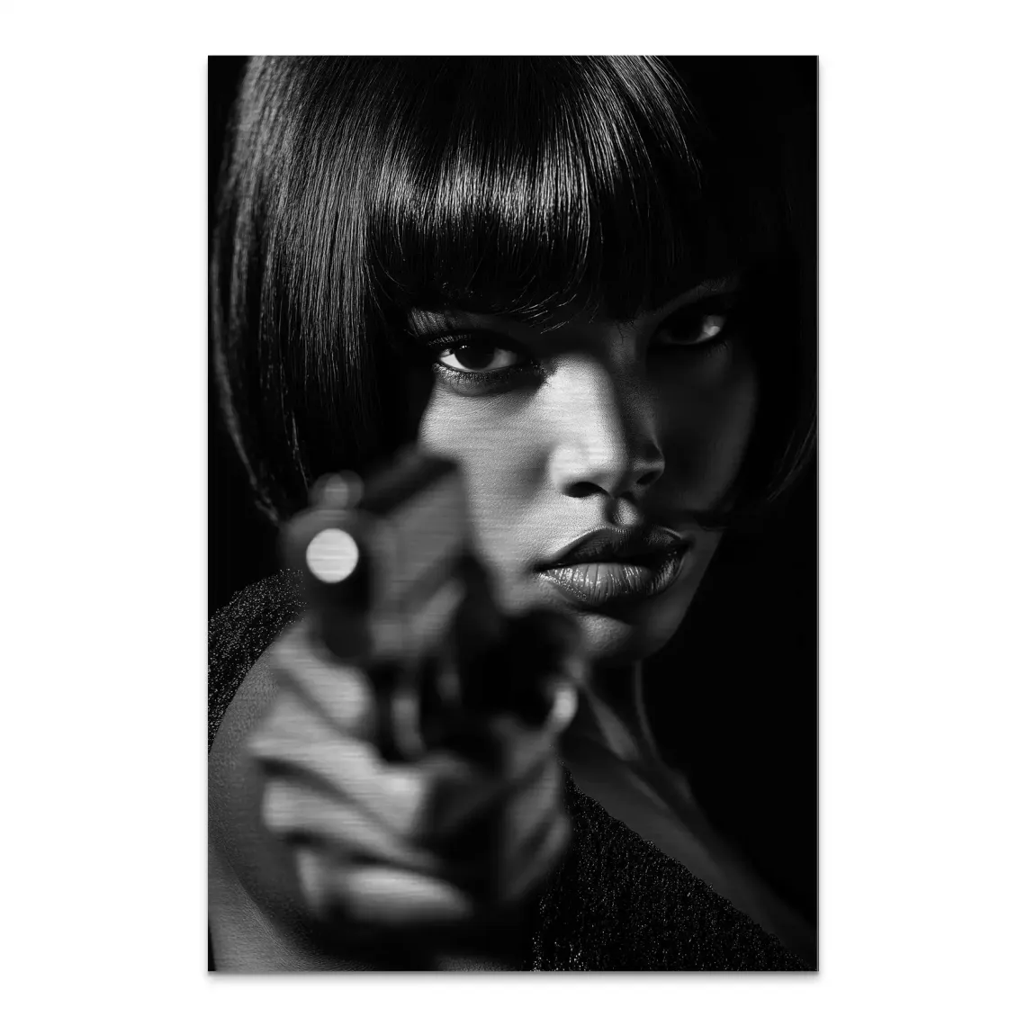 Black Gun Girl Alu Dibond Bild gebürstet INGALERIE