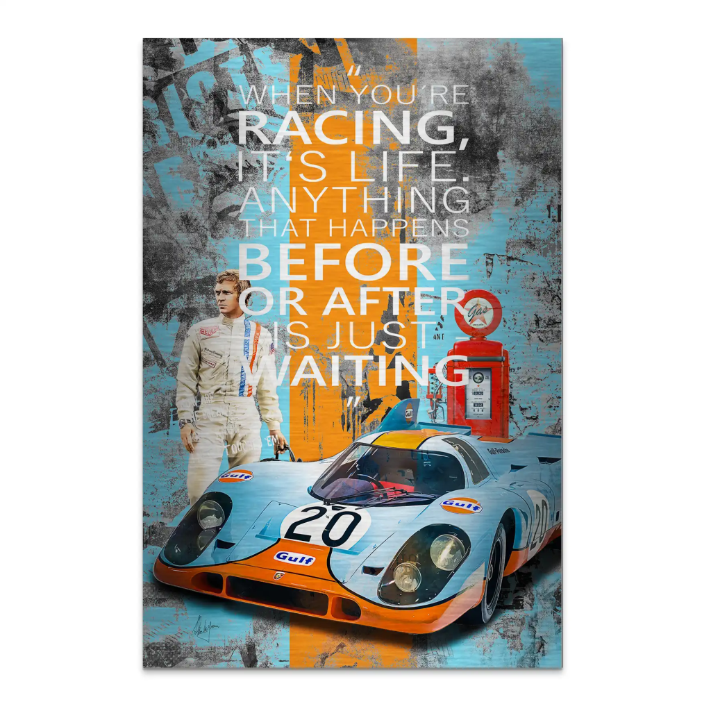Steve Racing Is Life Alu Gebürstet Bild INGALERIE