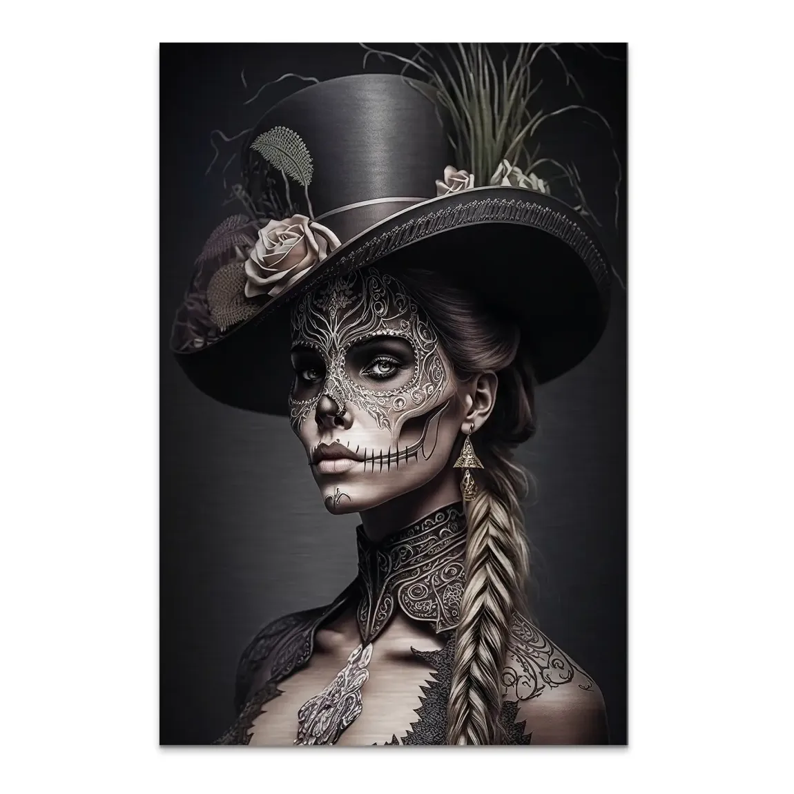 Velvet Noir La Catrina Alu Dibond Bild gebürstet INGALERIE