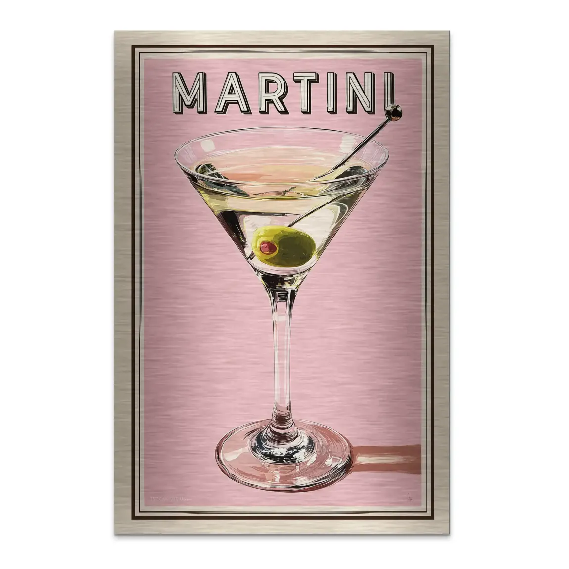 Martini Retro Art Alu Dibond Bild gebürstet