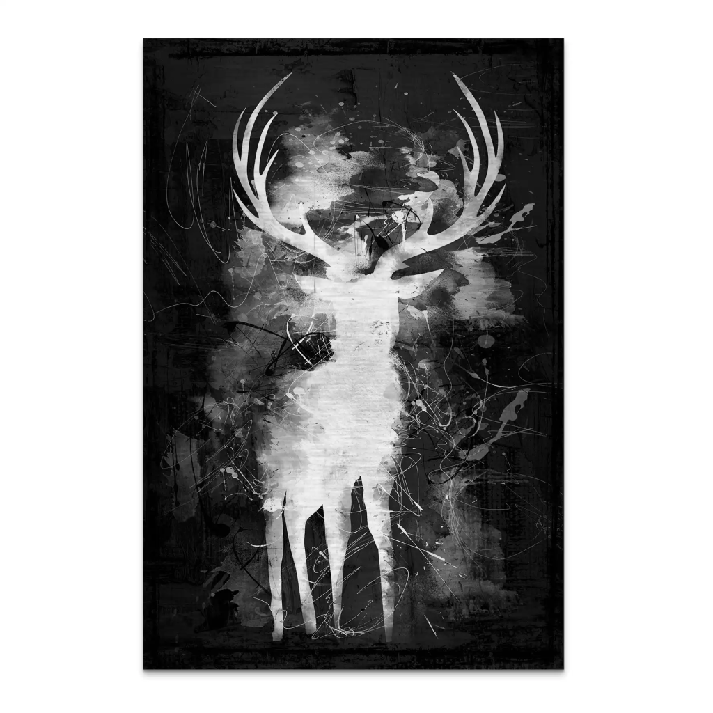 Hirsch Abstrakt Black Style AluDibond Gebürstet INGALERIE