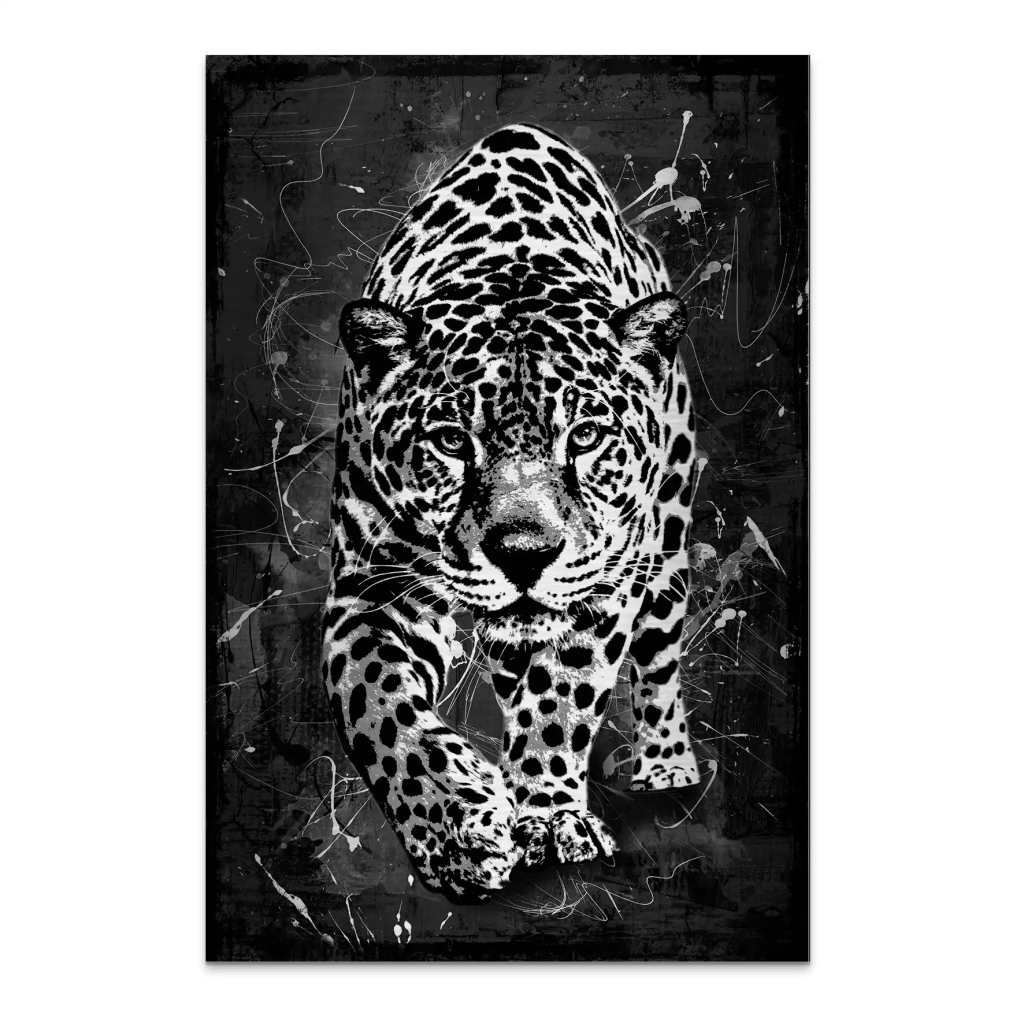 Leopard Abstrakt Black Style AluDibond Gebürstet INGALERIE