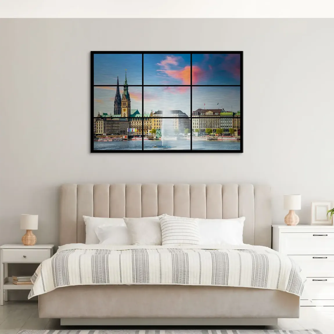 Sunset View Hamburg AluDibond Gebürstet