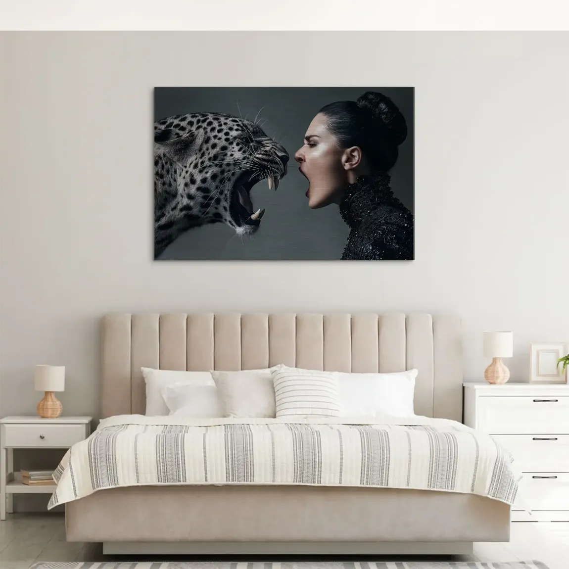 Wild Leopard Woman AluDibond Gebürstet