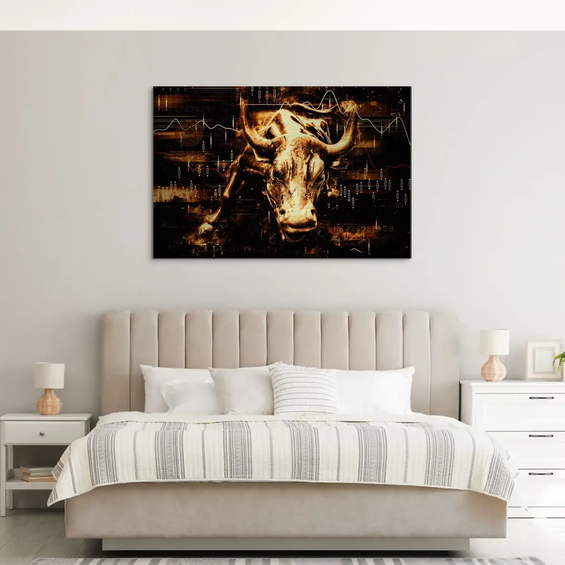 Börsenbulle Retro Art Aluminiumbild gebürstet