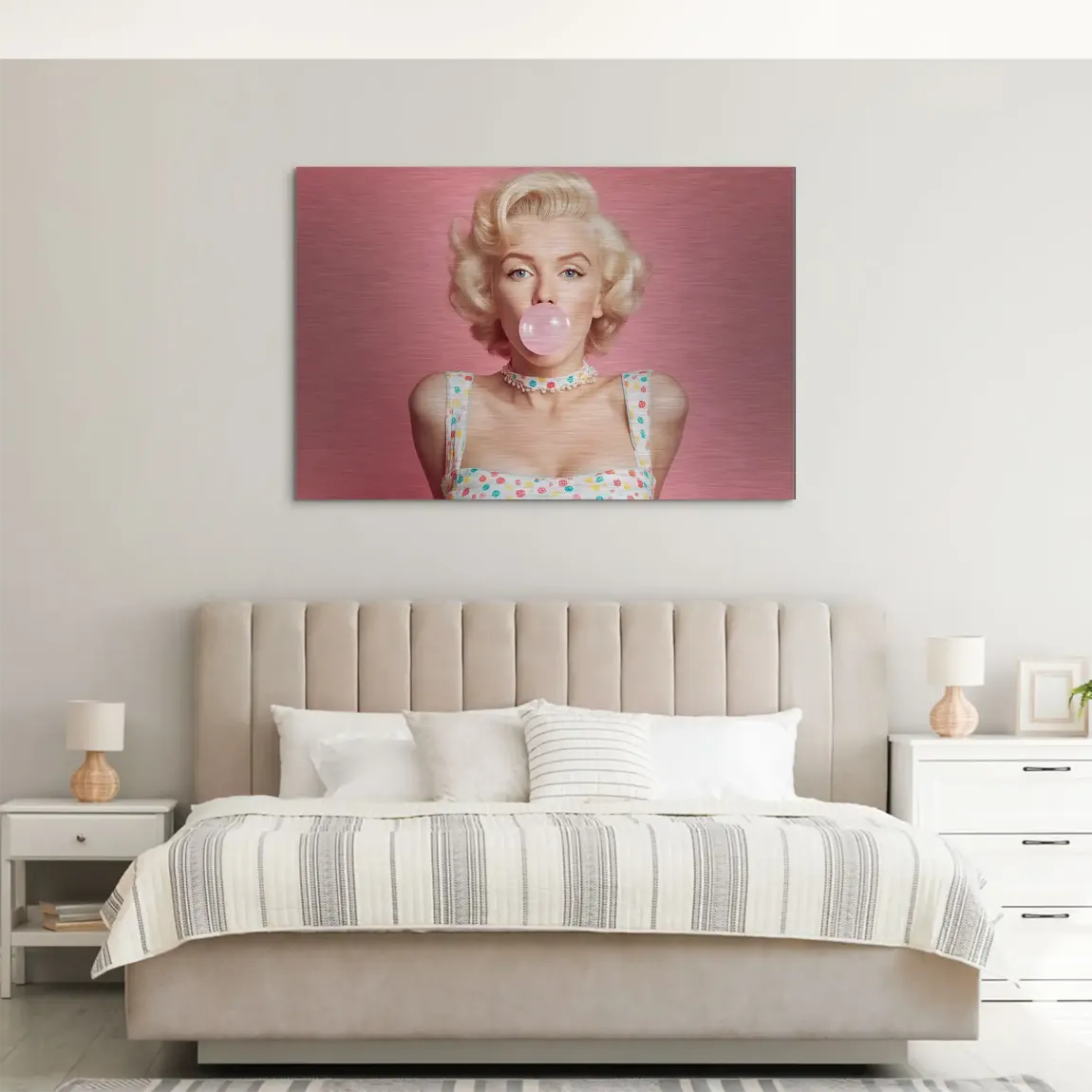 Marilyn Monroe Pink Bubble AluDibond Gebürstet