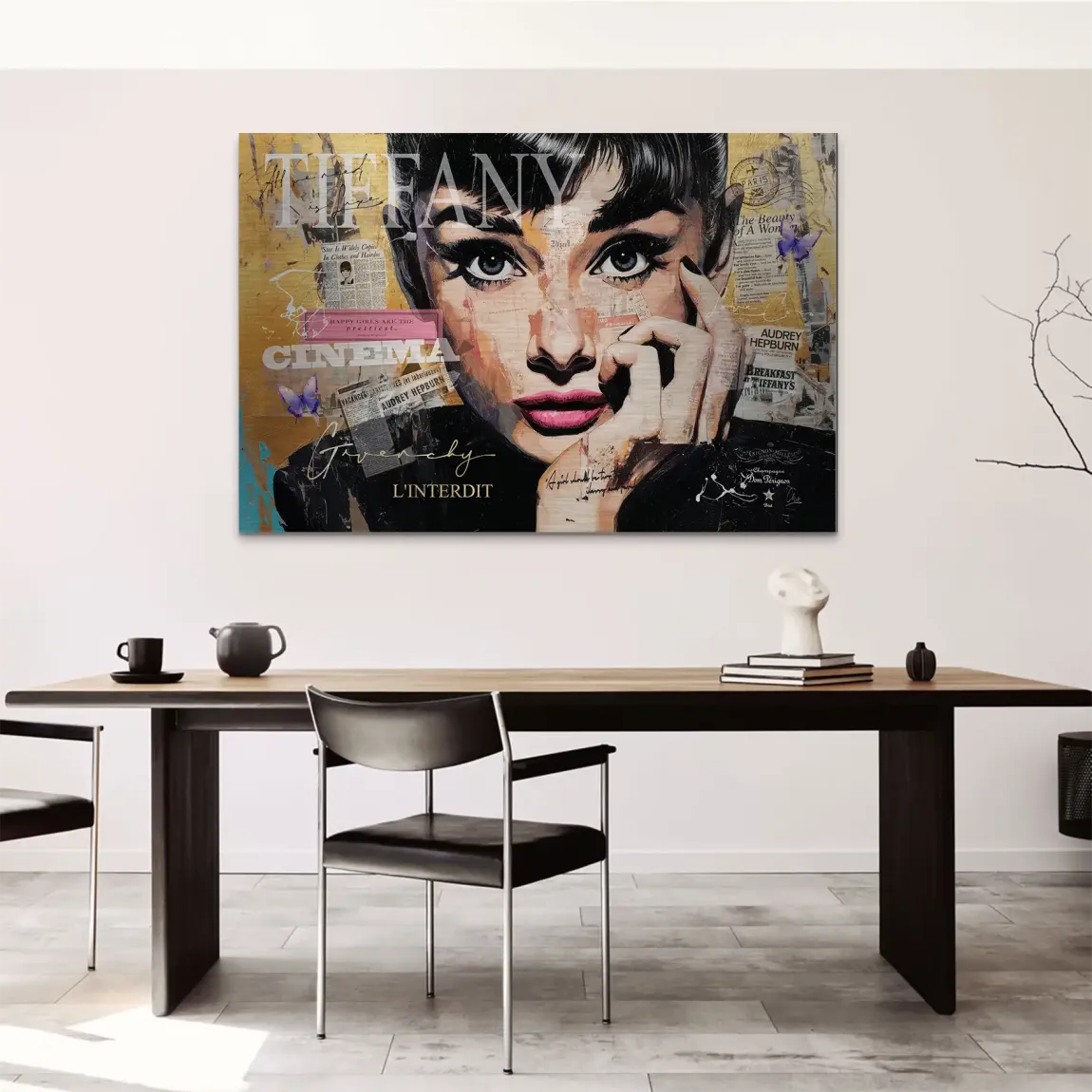 Audrey Pop Art Alu Dibond Gebürstet Bild