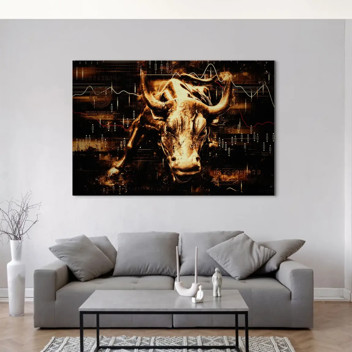 Börsenbulle Retro Art Aluminiumbild gebürstet