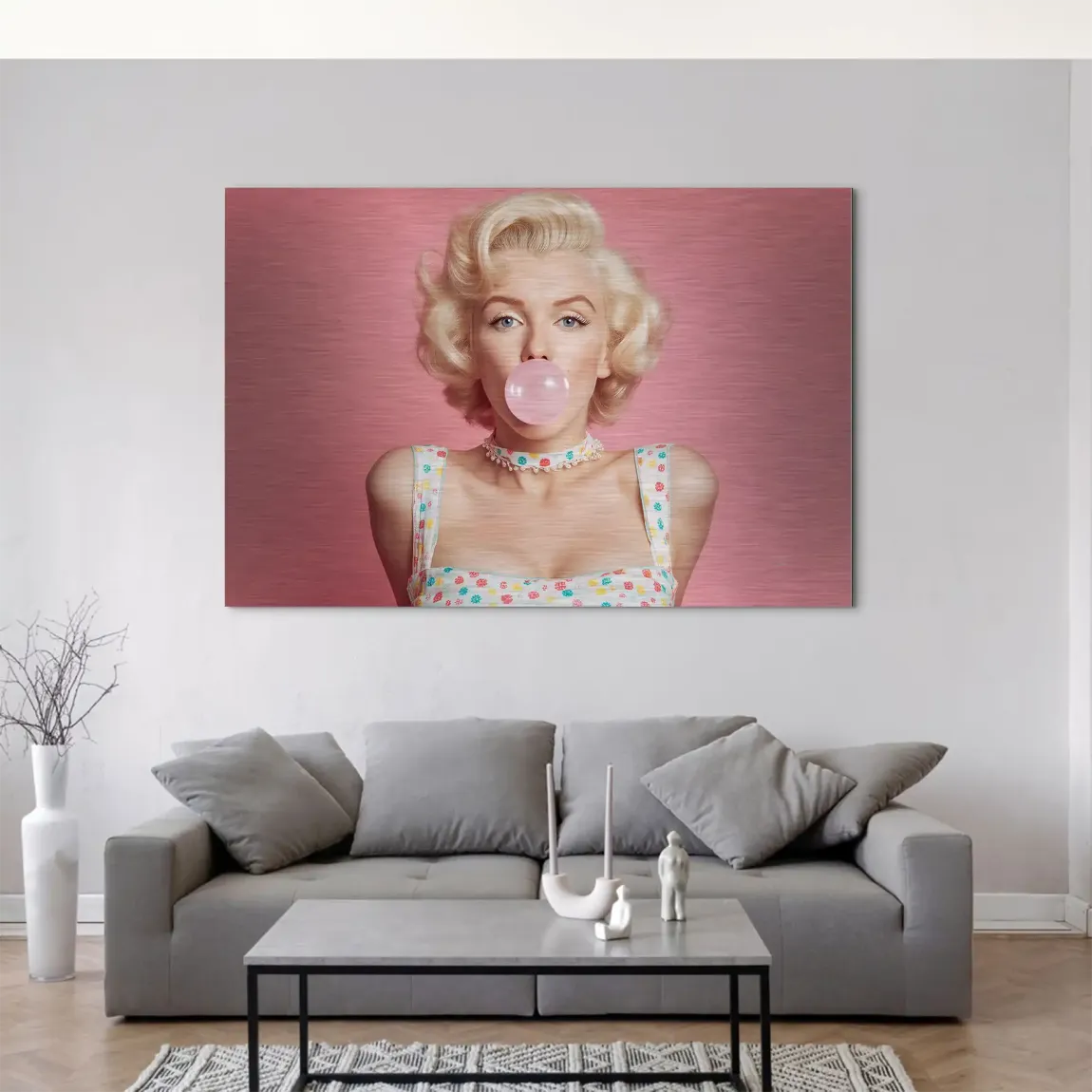 Marilyn Monroe Pink Bubble AluDibond Gebürstet