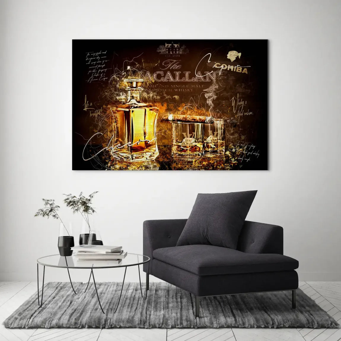 Whisky Lounge Art Alu Dibond Gebürstet INGALERIE