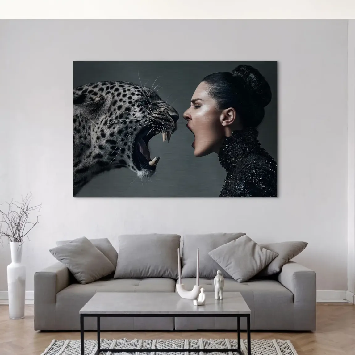 Wild Leopard Woman AluDibond Gebürstet