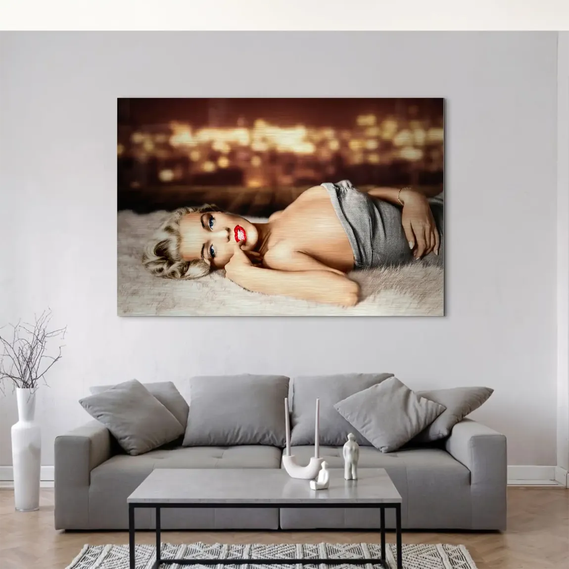 Marilyn Monroe Golden Night AluDibond Gebürstet