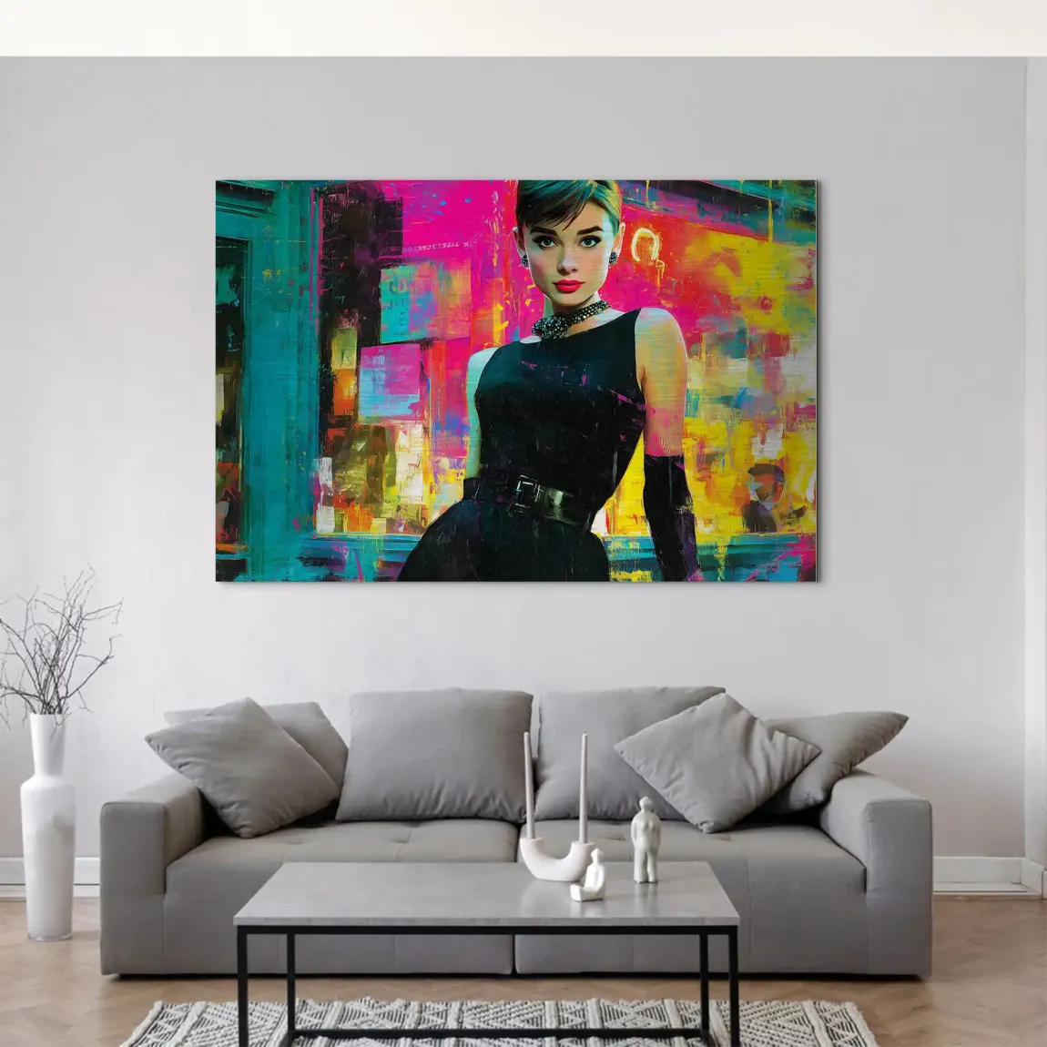 Audrey Hepburn Midnight Elegance AluDibond Gebürstet