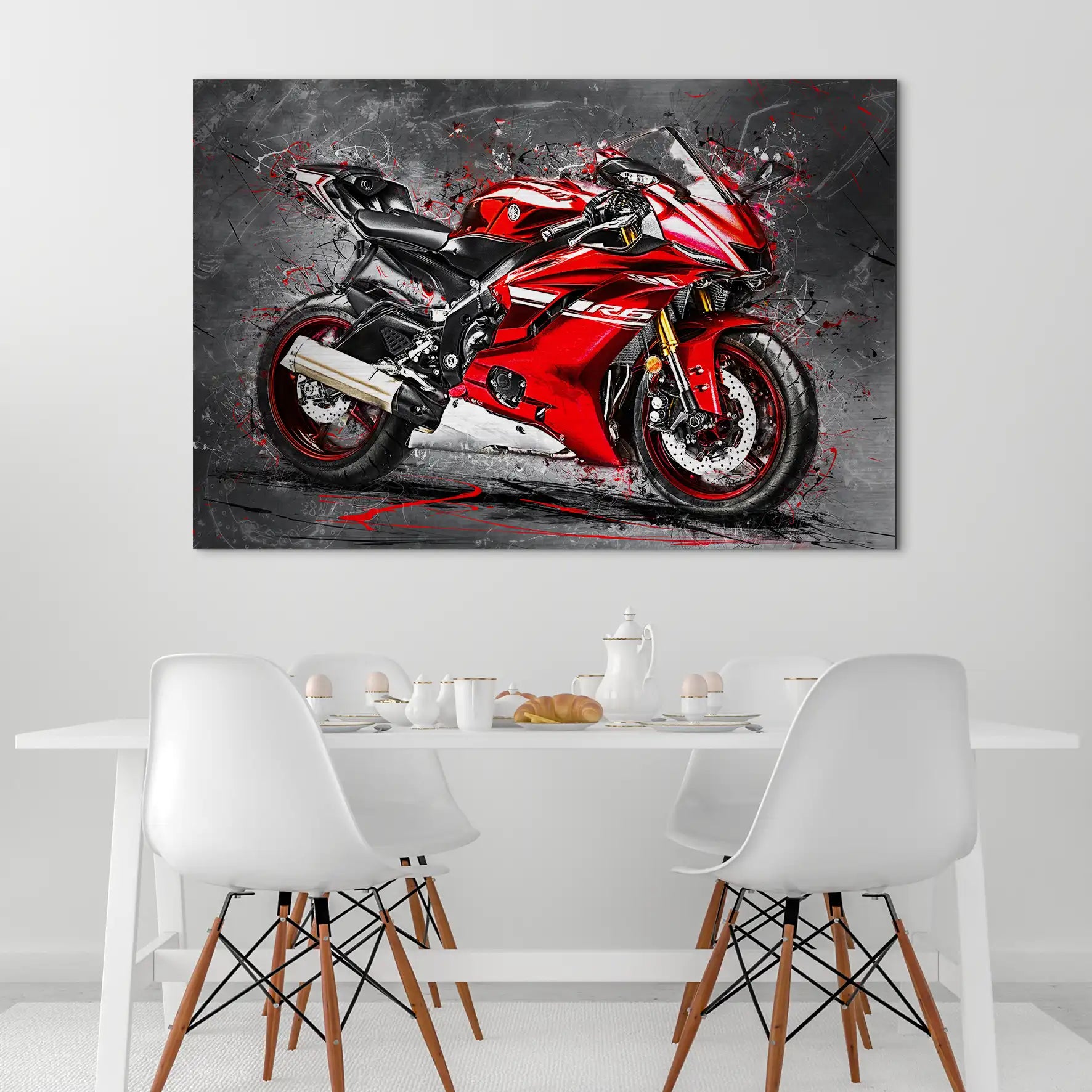 Yamaha R6 Abstrakt Rot AluDibond Gebürstet INGALERIE