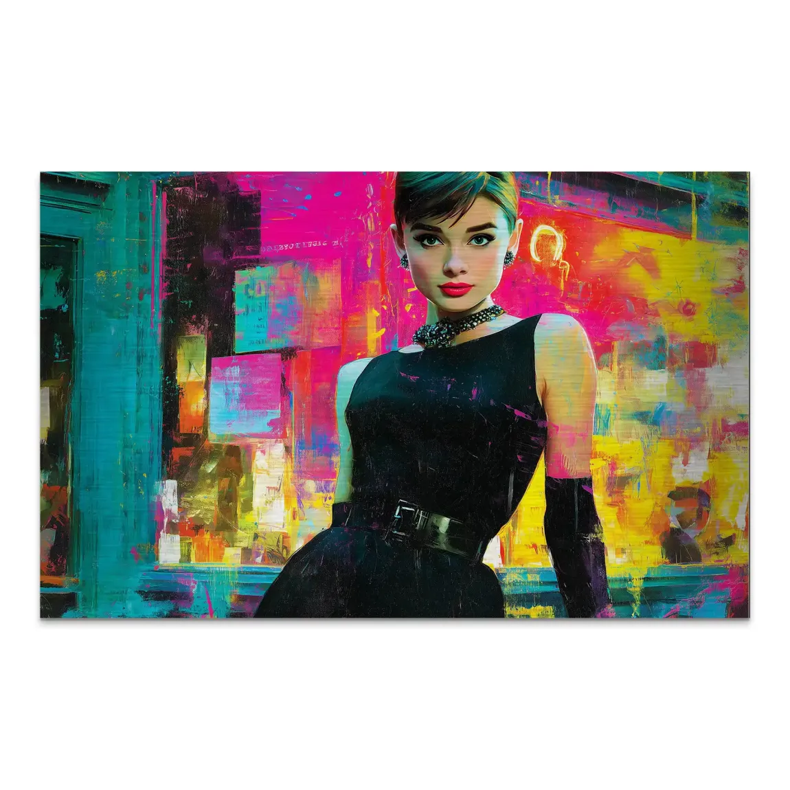 Audrey Hepburn Midnight Elegance AluDibond Gebürstet
