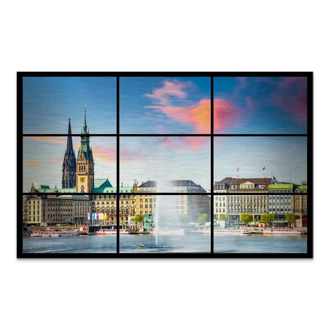 Sunset View Hamburg AluDibond Gebürstet