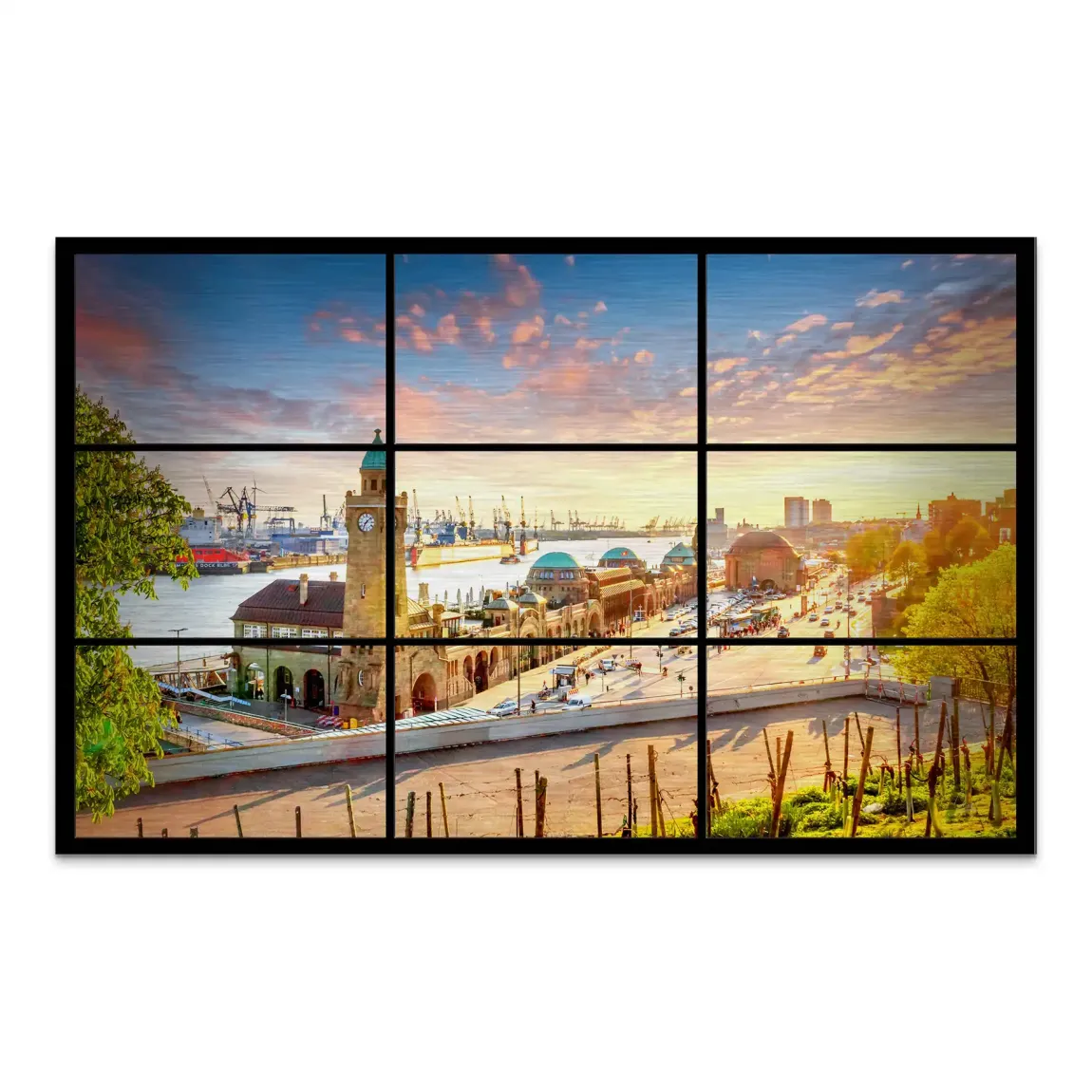 Hamburg Sunset View AluDibond Gebürstet