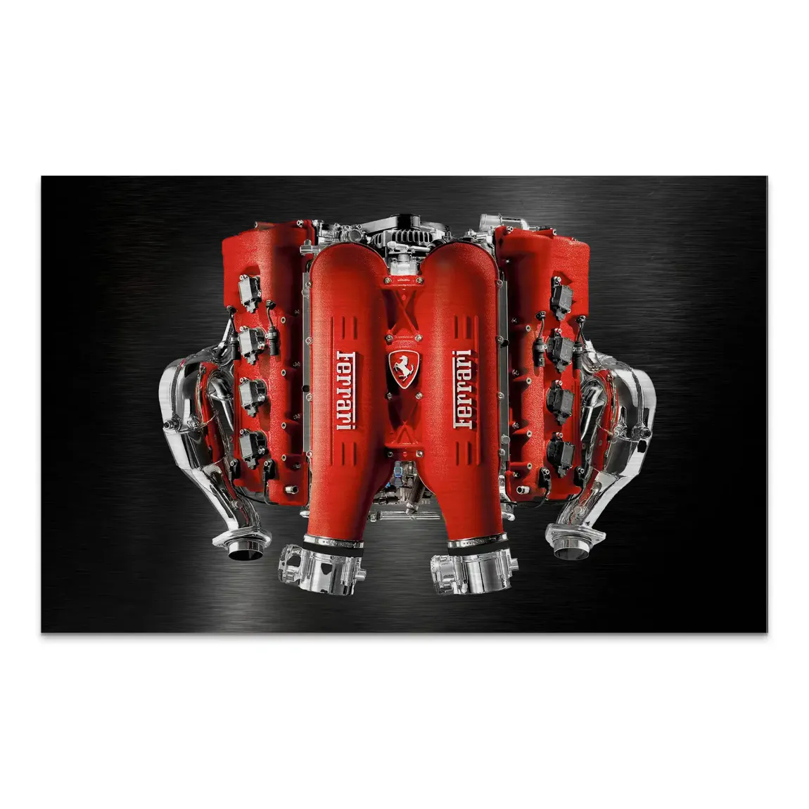 Ferrari V8 Motor AluDibond Gebürstet