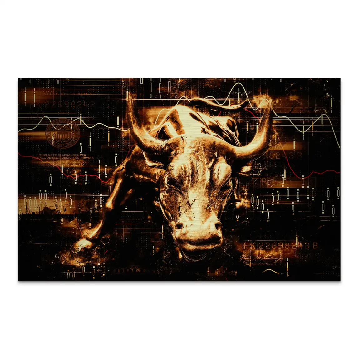 Börsenbulle Retro Art Aluminiumbild gebürstet