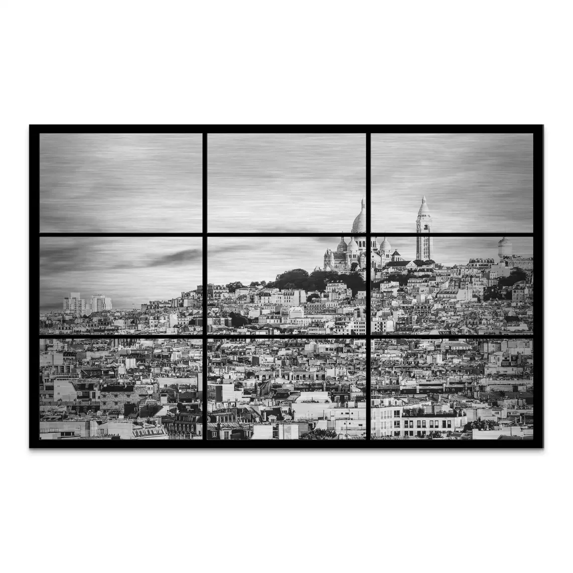 Paris Skyline Black and White AluDibond Gebürstet