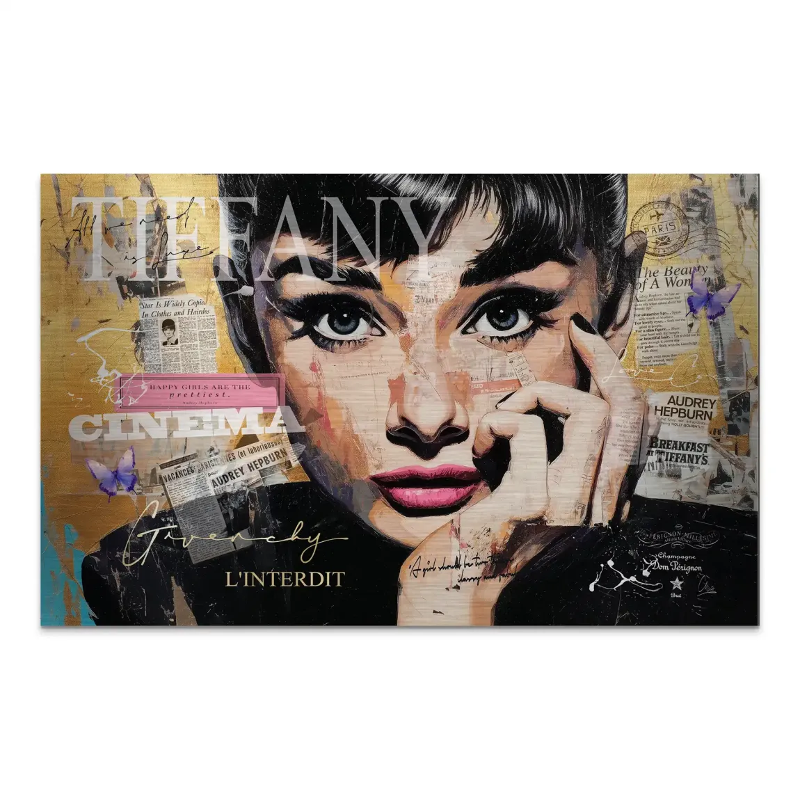 Audrey Pop Art Alu Dibond Gebürstet Bild