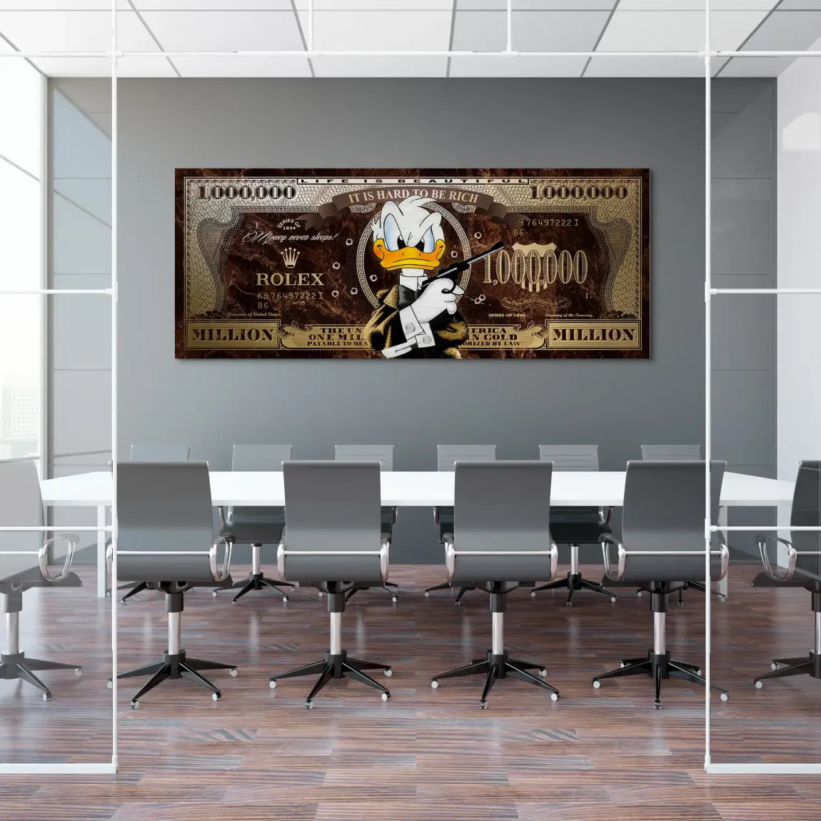 Donald Duck Rich State of Mind Pop Art Alu Gebürstet INGALERIE