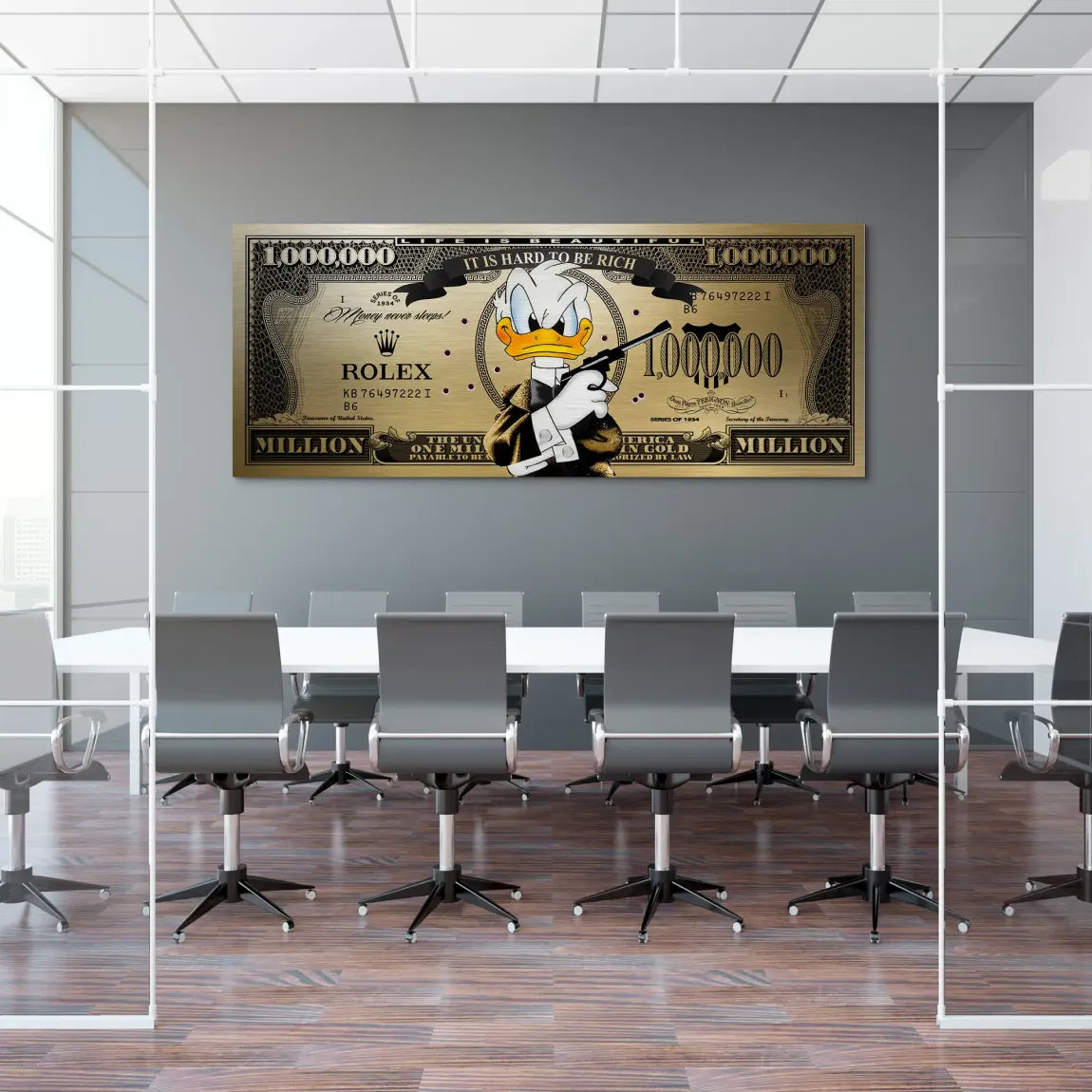 Donald Duck Goldfinger Instinct Pop Art Dollar Alu Gebürstet INGALERIE