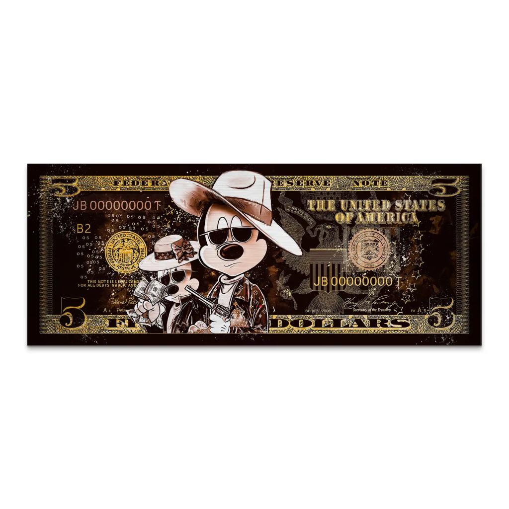 Micky und Minnie Dollar Retro Pop Art Alu Gebürstet Bild INGALERIE