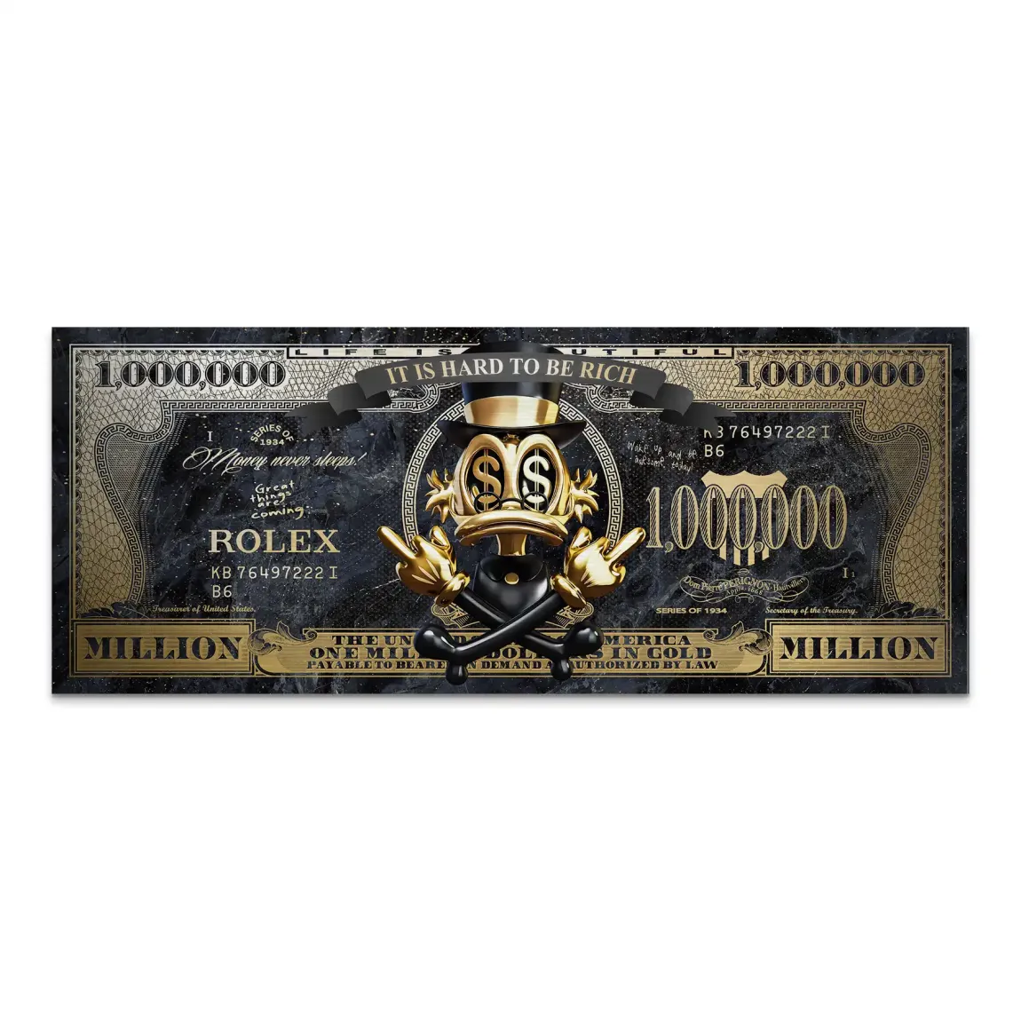 Dagobert Duck Totenkopf Dollar Alu Gebürstet INGALERIE