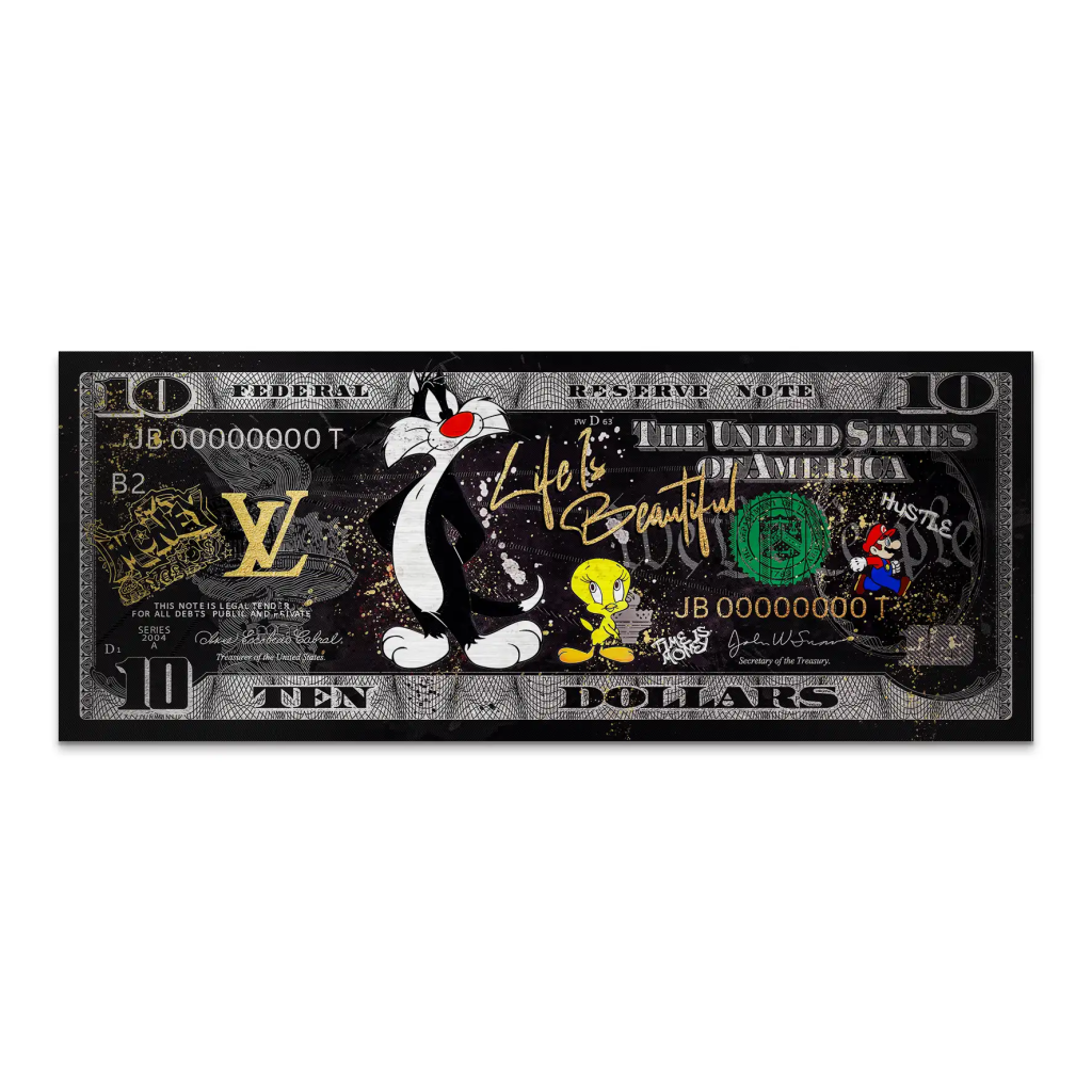 Tweety und Sylvester Hustle Dollar AluDibond Gebürstet INGALERIE