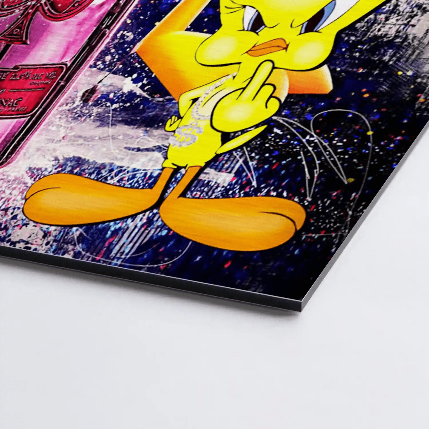 Duffy & Tweety Champagner Aludibond Gebürstet - Alu Dibond Bild Gebürstet