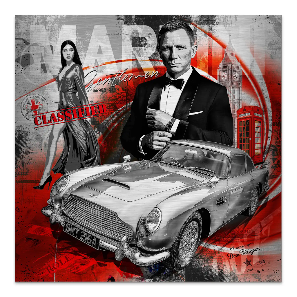 James Bond Martini Art Alu Gebürstet Bild INGALERIE