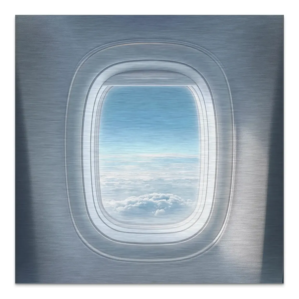 Flugzeugfenster Horizont Aluminiumbild gebürstet