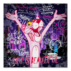 Pink Panther Streetart Alu Gebürstet Bild