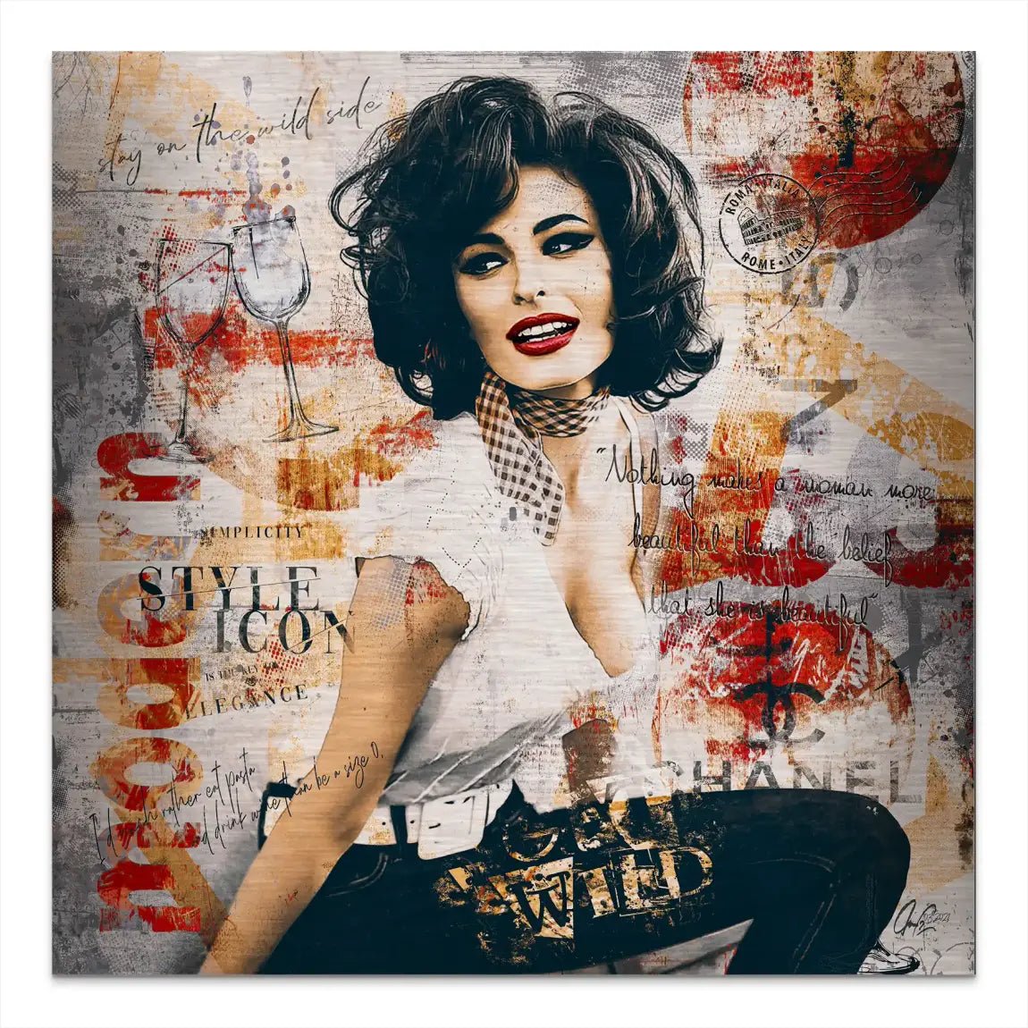Sophia Loren Street Art Nr.2 Alu Gebürstet Bild INGALERIE