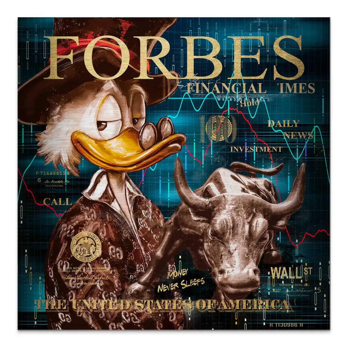 Dagobert Duck Wallstreet Alu Gebürstet Bild