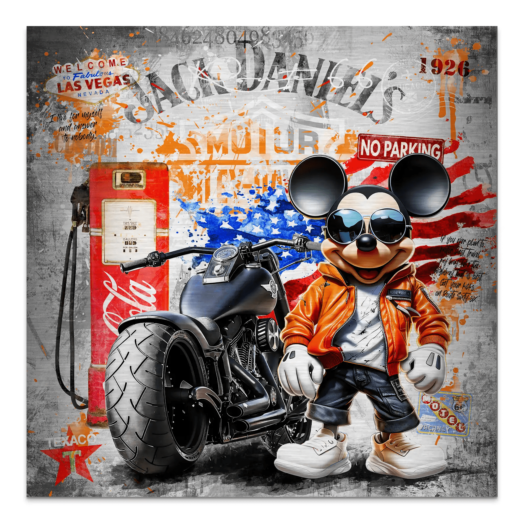 Harley Micky Maus Pop Art Alu Gebürstet Bild INGALERIE