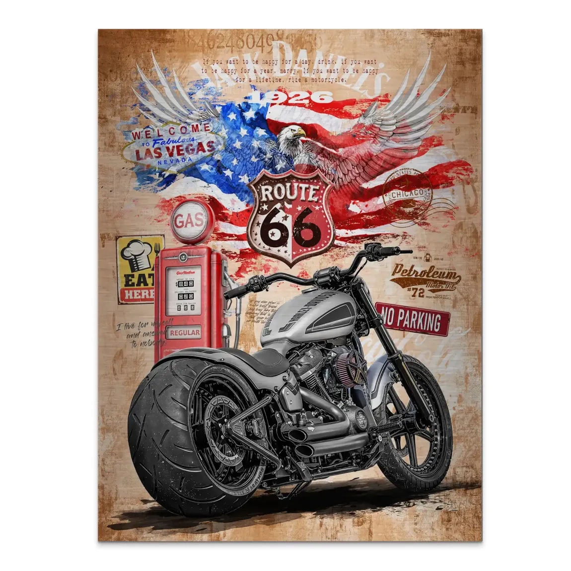 Harley Route 66 Alu Gebürstet Bild