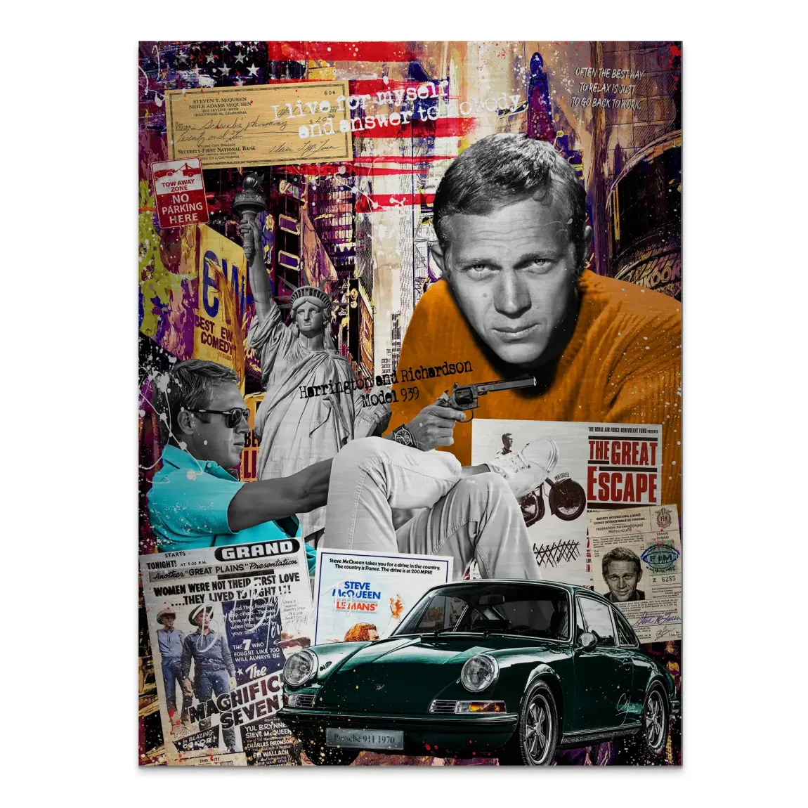 Steve McQueen Retro Drive Alu Gebürstet Bild