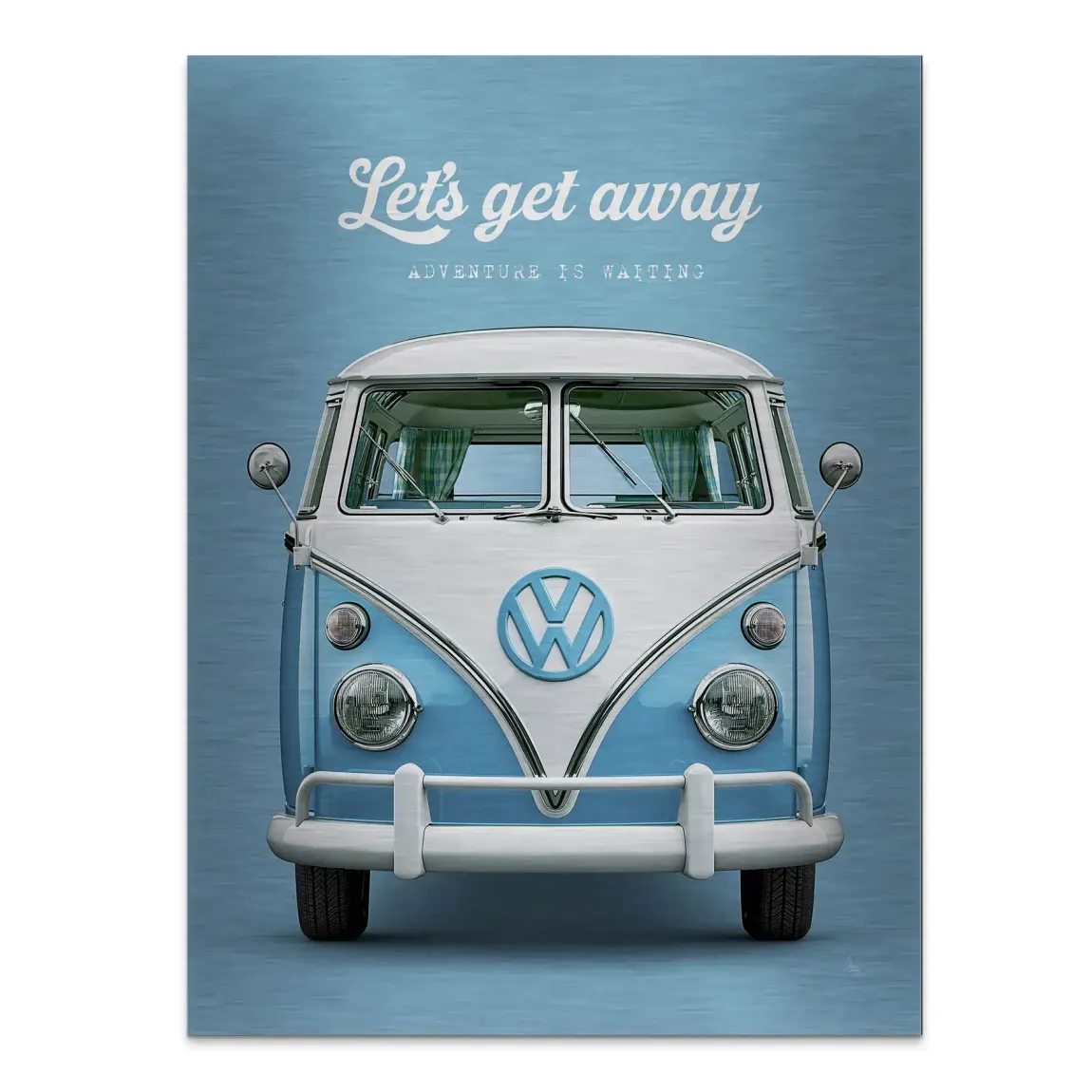 Blue VW Bulli Aluminiumbild gebürstet