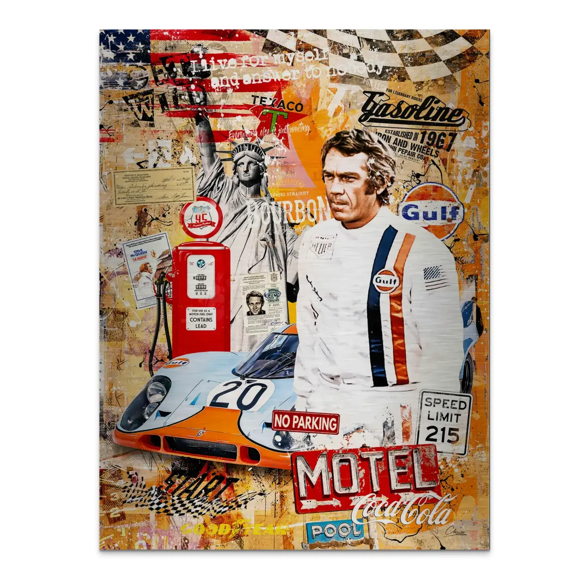 Steve McQueen Gasoline Spirit Alu Gebürstet Bild