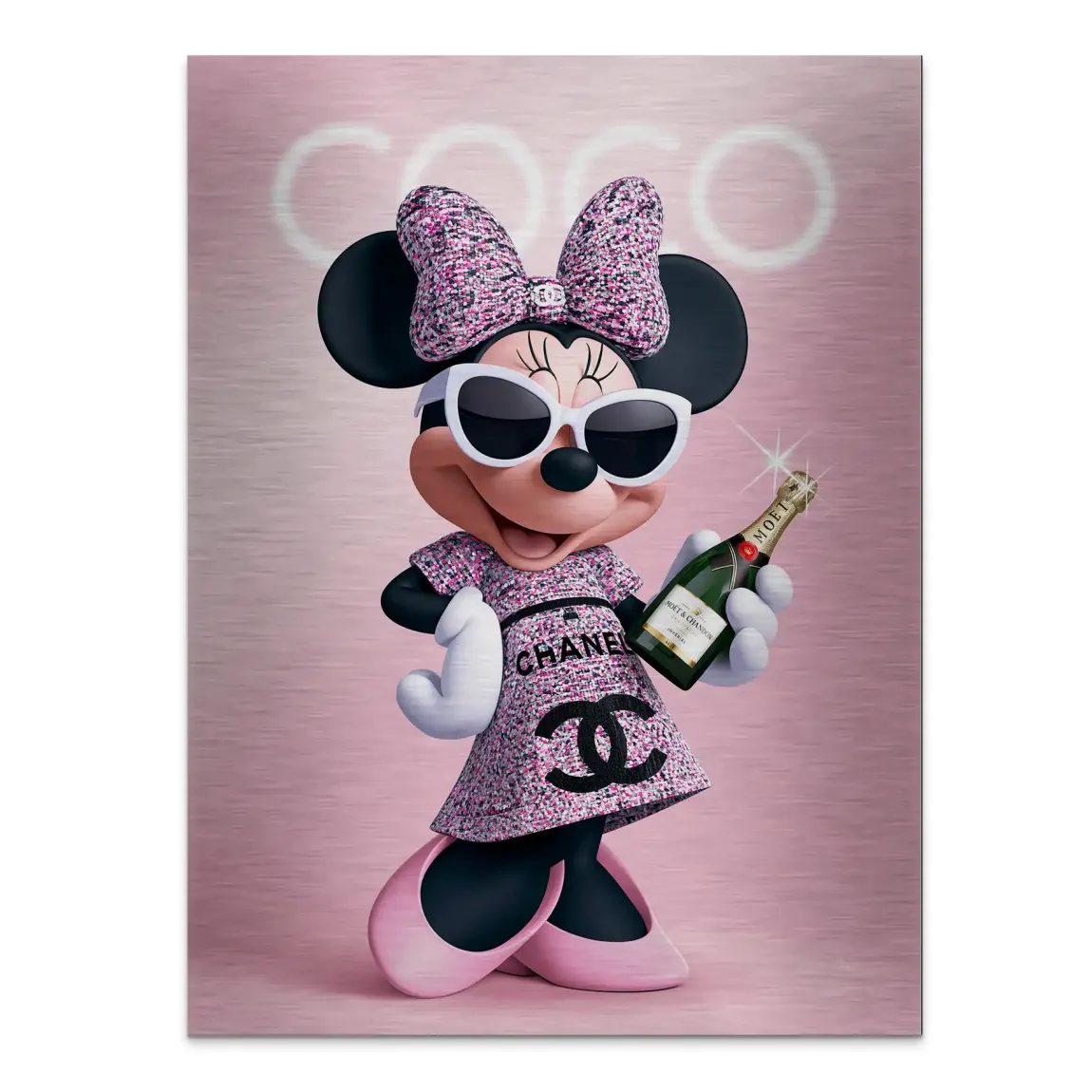 Minnie Maus Moet Aluminiumbild gebürstet