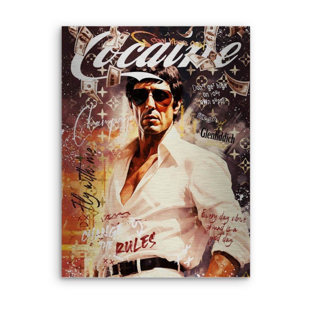 Scarface Cocaine Alu Gebürstet Bild INGALERIE
