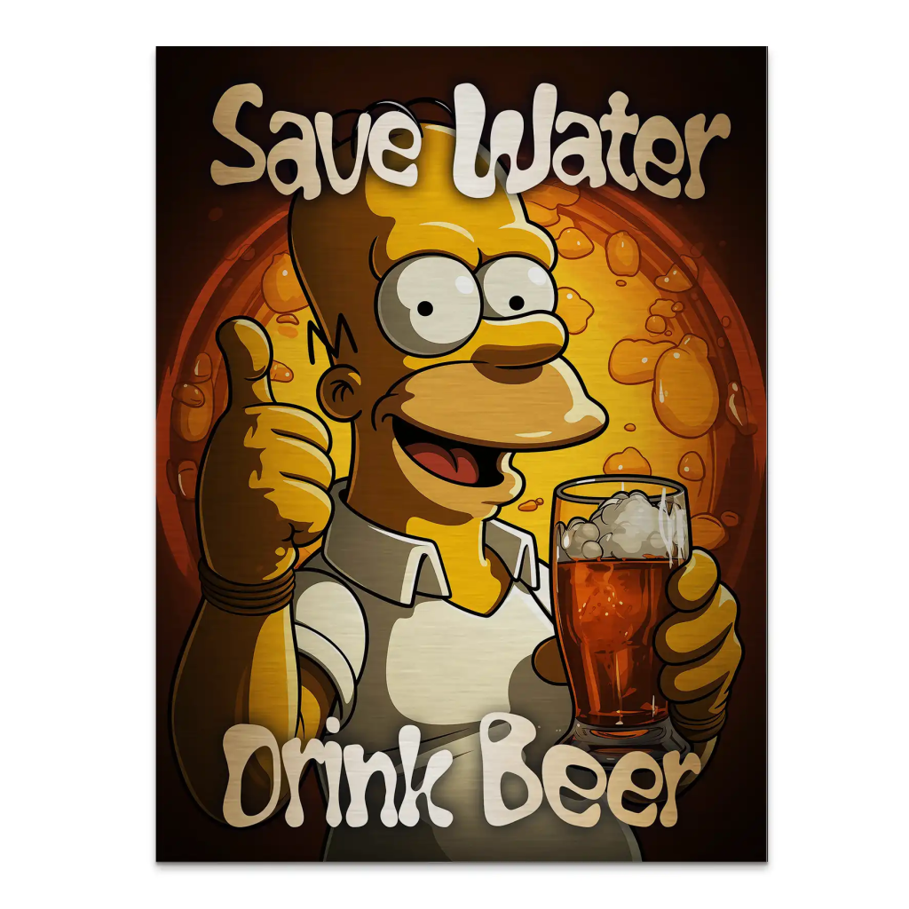 Homer Drink Beer Aludibond Gebürstet INGALERIE