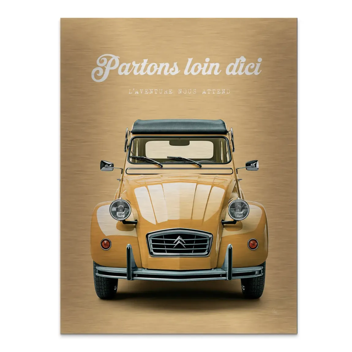 Citroen 2CV Voyage Aluminiumbild gebürstet