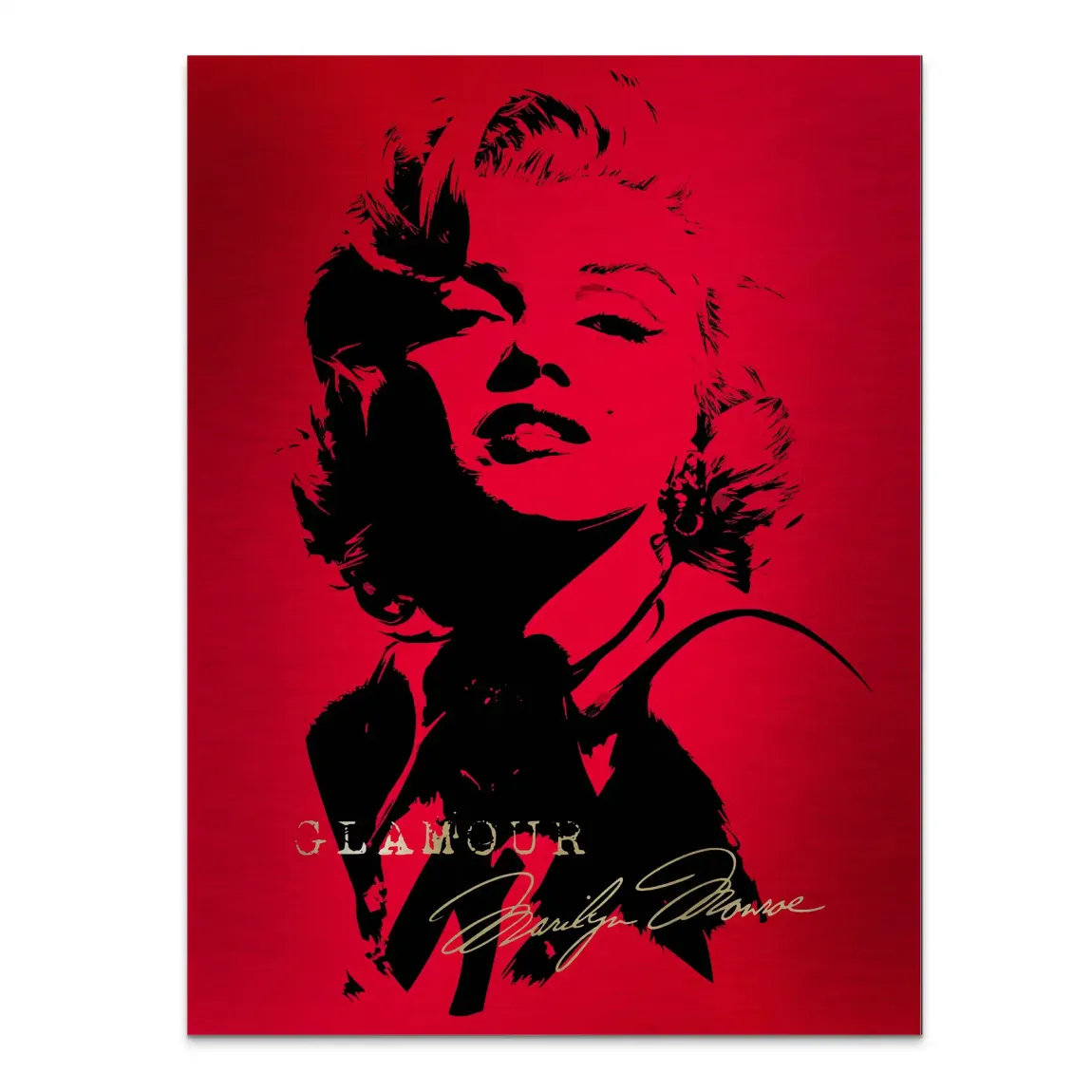 Marilyn Red Glamour Alu Gebürstet Bild